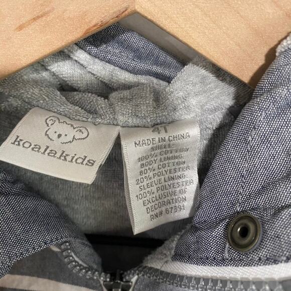 Koala Kids Blue/Gray & White Striped Spring Rain Jacket Size 4T - Picture 2 of 4